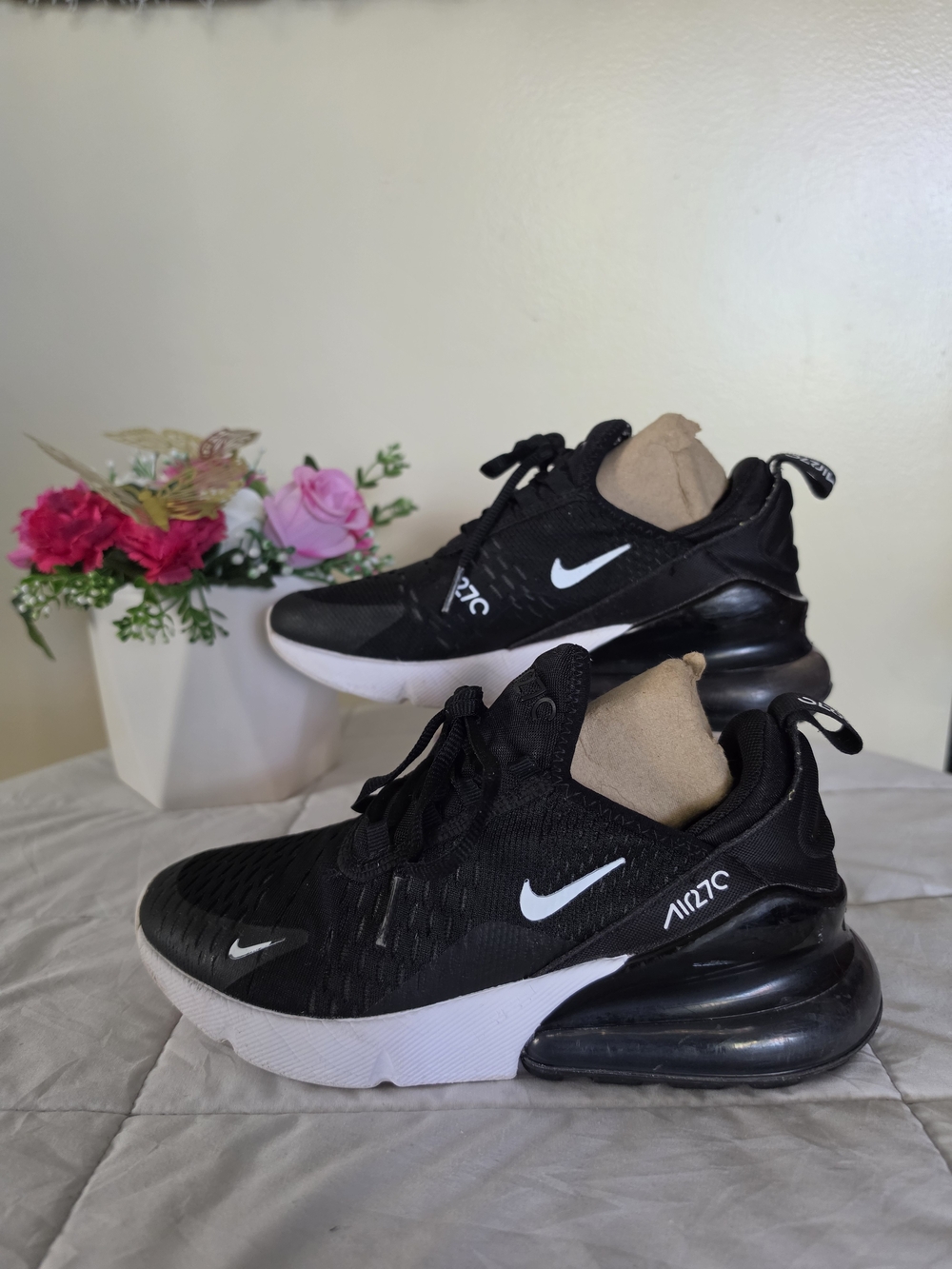 Nike Kids' Air Max 270 Black/White Athletic Sneakers